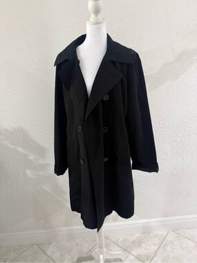 London Fog Black Double-Breasted Women's Trench Coat